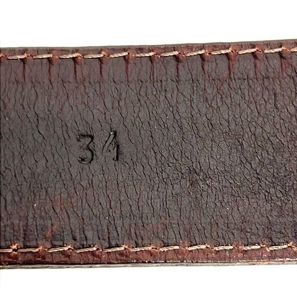 JOSE LUIS Spain Vintage Brown Leather Studded Etched Leather Buckle Belt size 34 - Picture 13 of 15